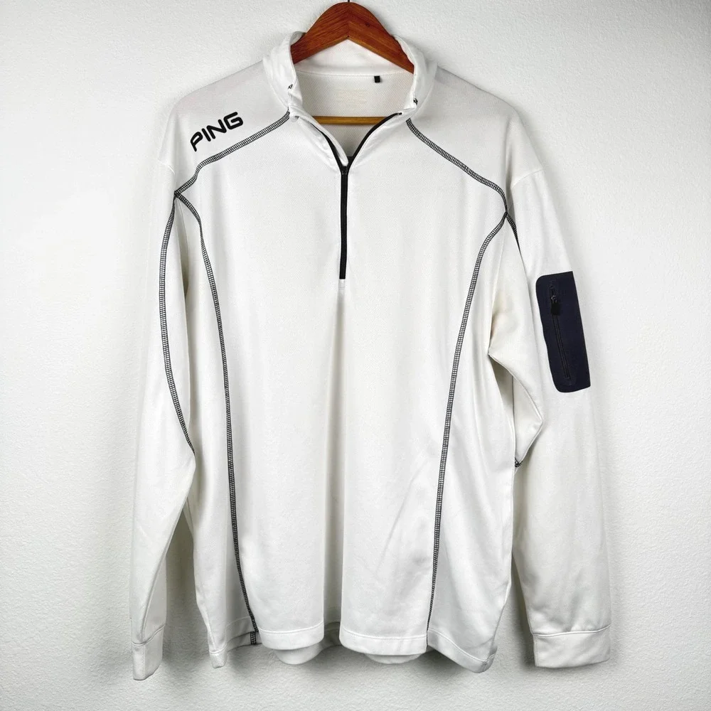 PING Quarter Zip Pullover Mens XL White Excellent Golf Athletic Outdoor